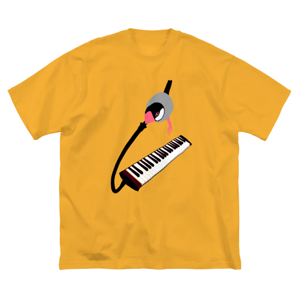 PiZakkuの文鳥音楽隊　ピアニカ ビッグシルエットTシャツ