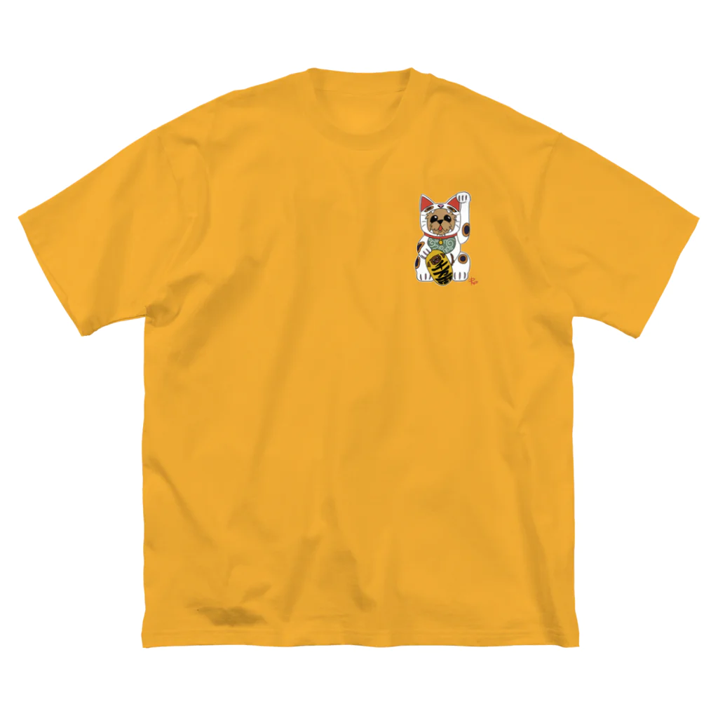 Red & Gold in USAの幸運を呼ぶ　招き猫だワン🐾 ビッグシルエットTシャツ