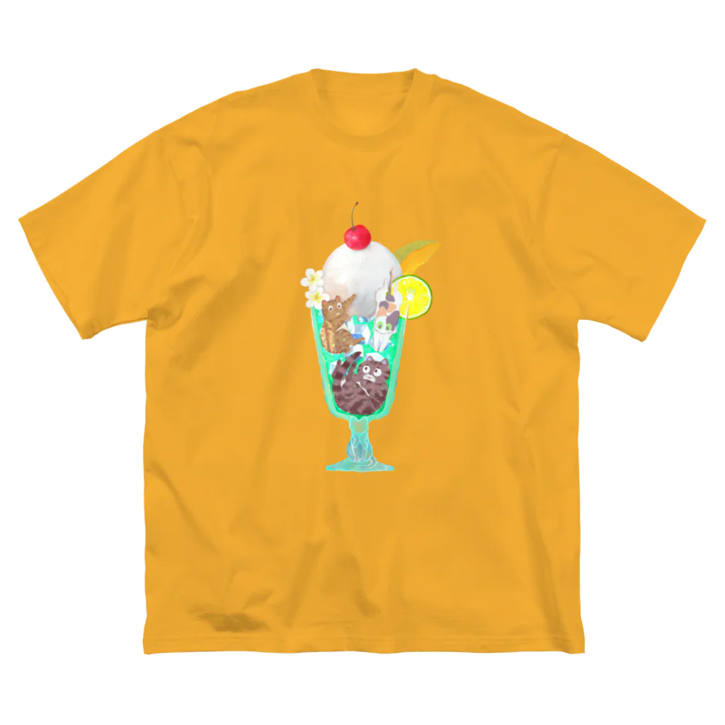 大統領のねこちゃんグッズのクリームソーダ ビッグシルエットTシャツ