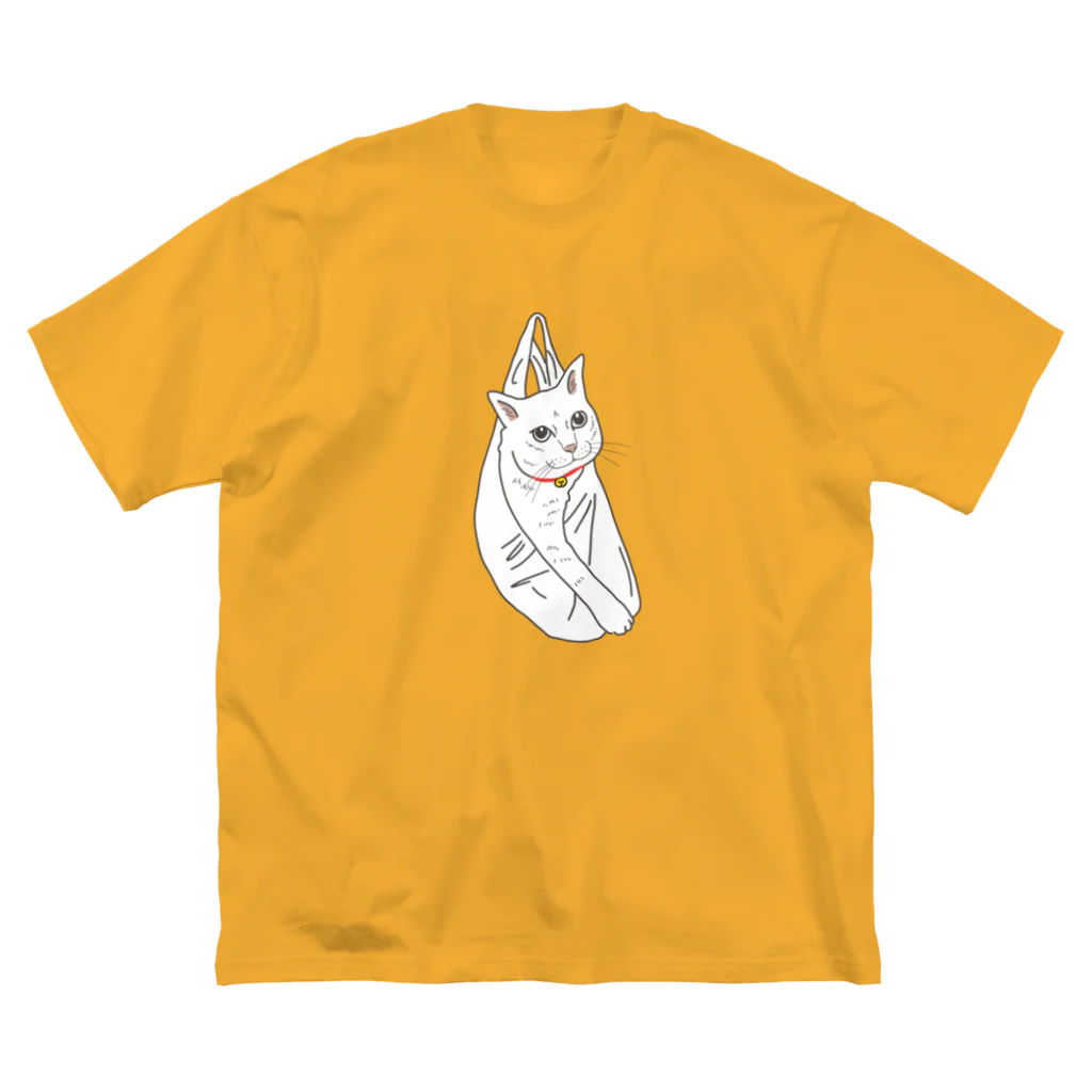 小鳥と映画館のビニール袋に入った猫 ビッグシルエットTシャツ