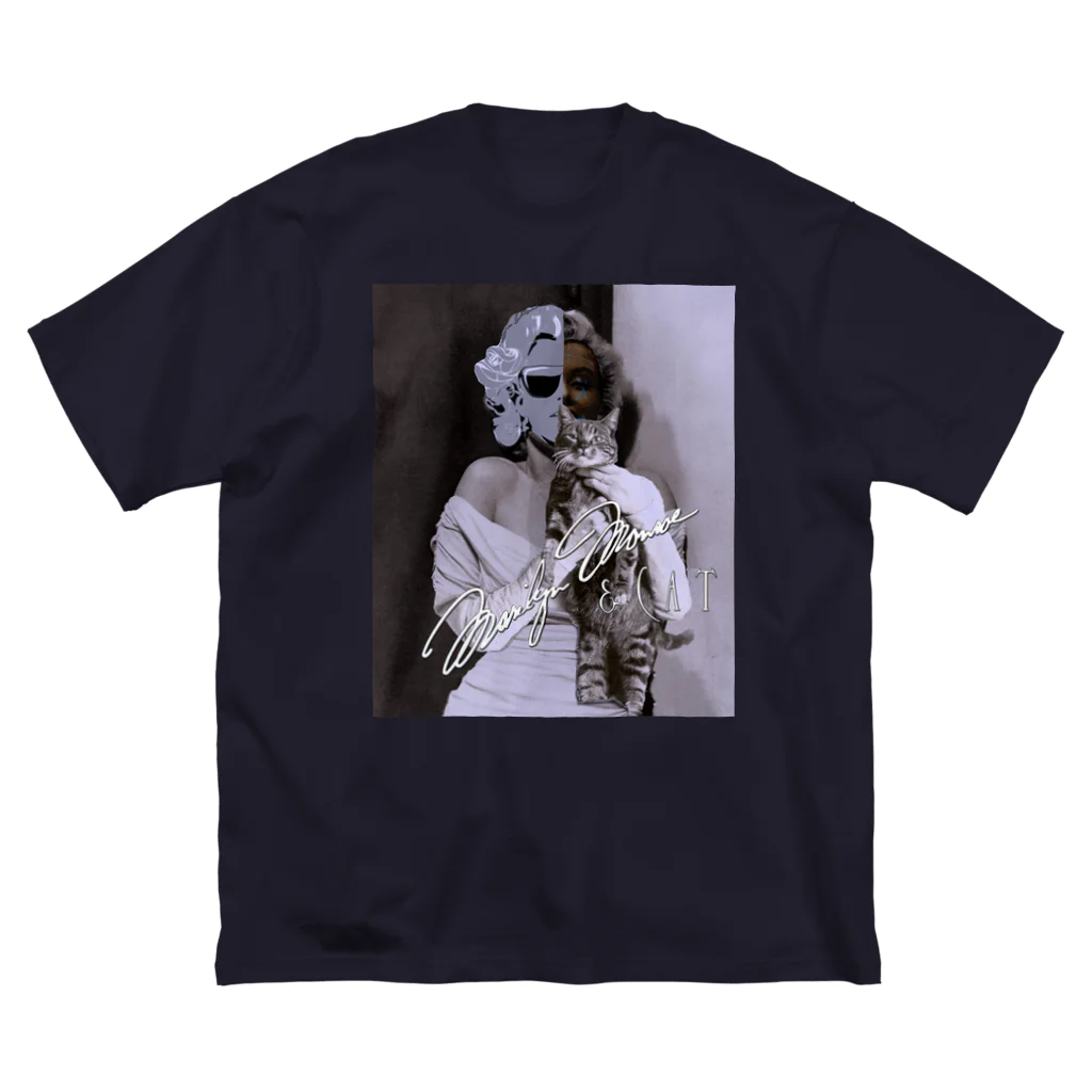 PALA's SHOP　cool、シュール、古風、和風、のMarilynMonroe　&　CAT Big T-Shirt