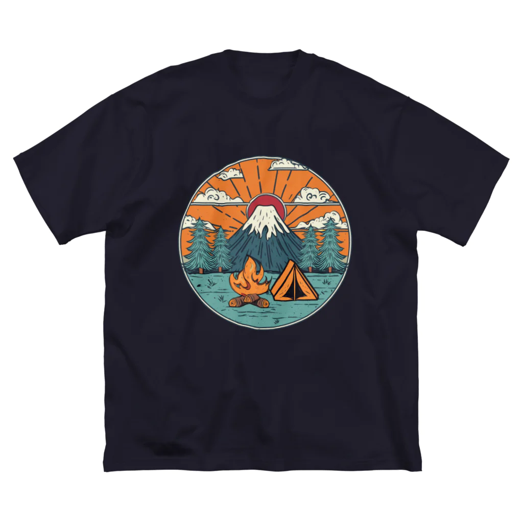 akicamの富士山とキャンプ ビッグシルエットTシャツ