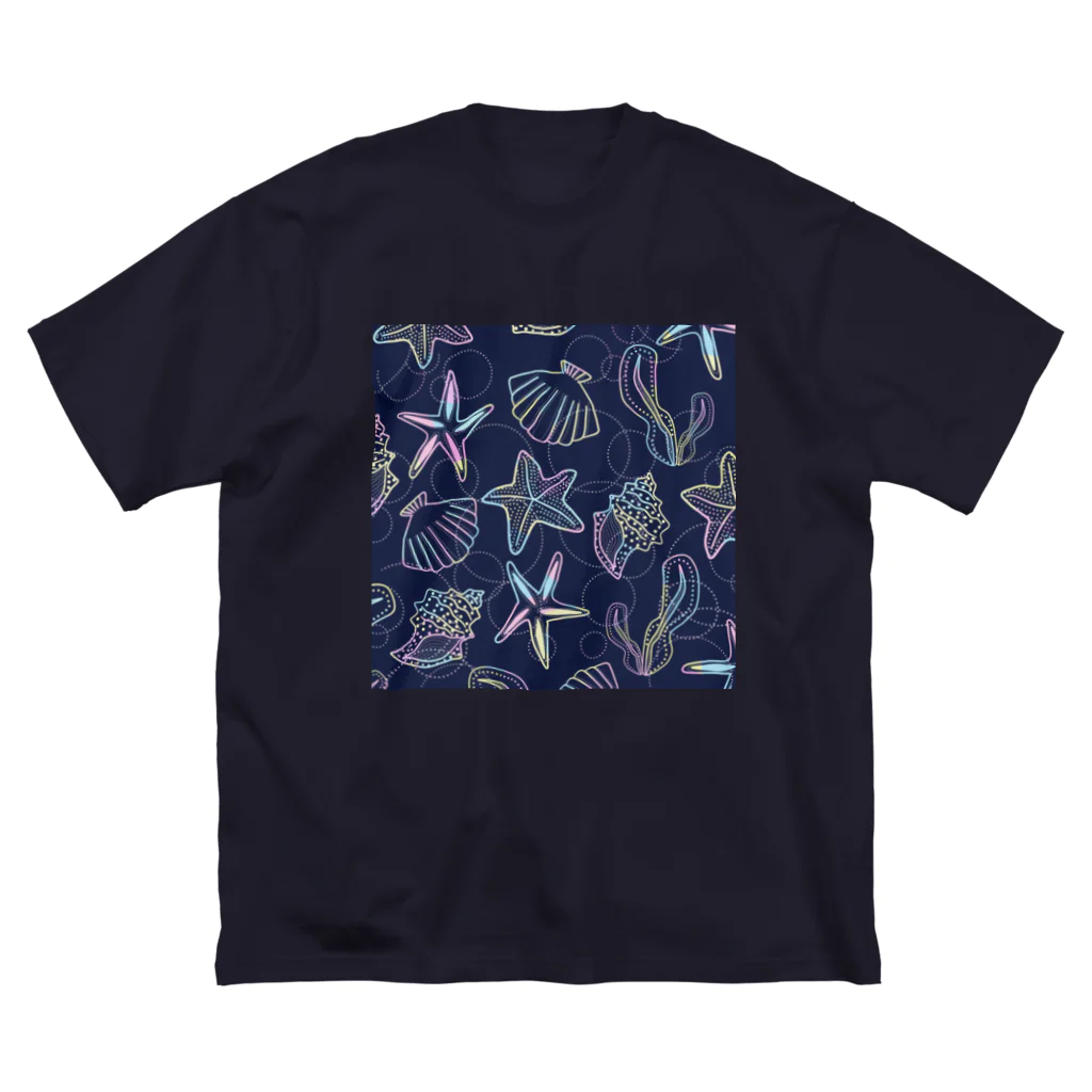 のぐちさきのshells(ネイビー×オーロラ) ビッグシルエットTシャツ