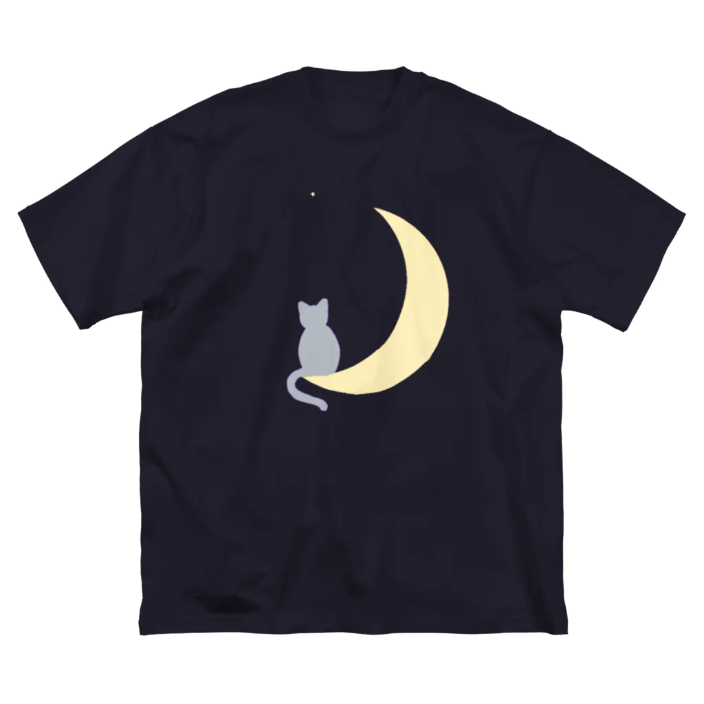 亜月詩歩🍀の三日月と猫 ビッグシルエットTシャツ