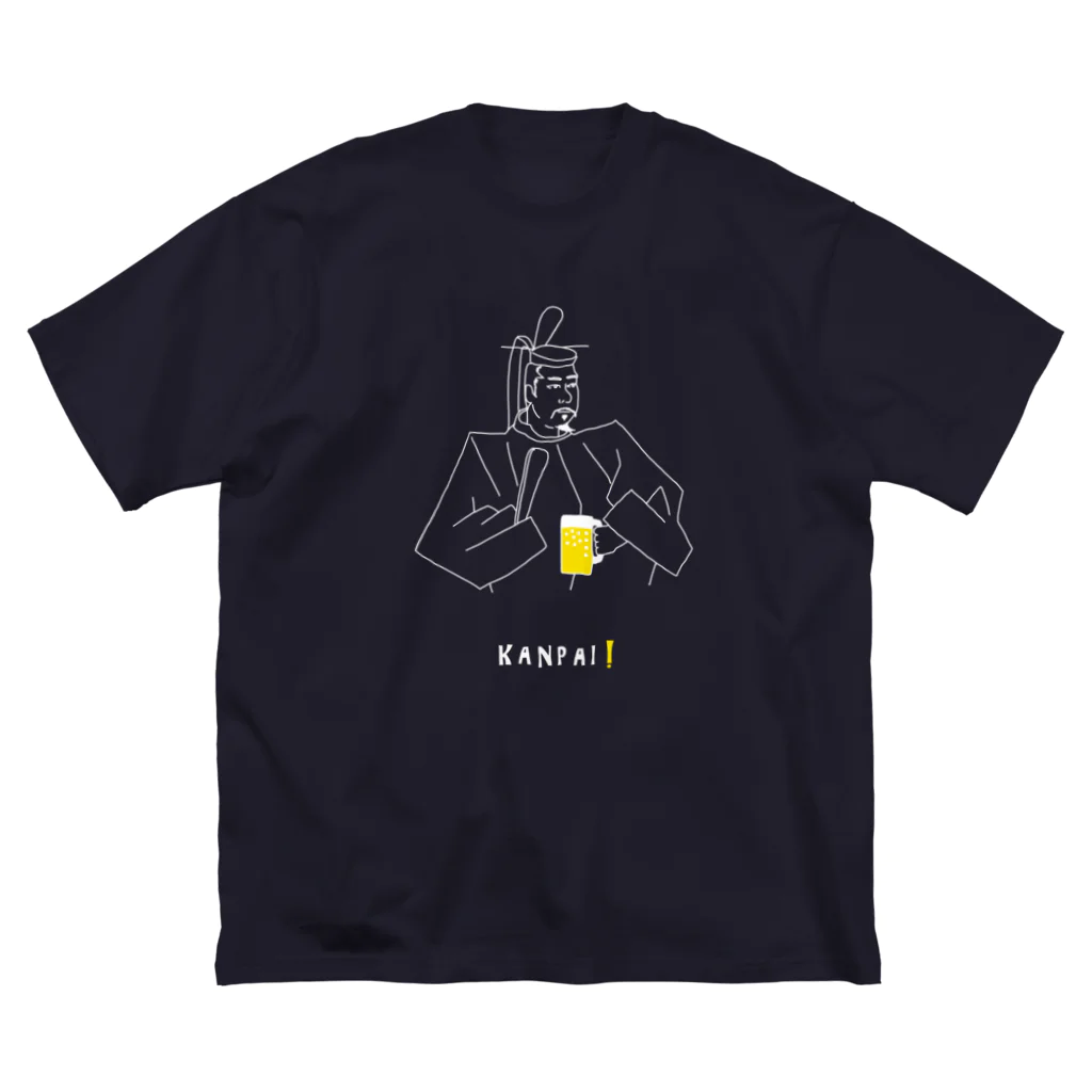 ビールとアート TM-3 Designの偉人 × BEER（源頼朝）白線画 ビッグシルエットTシャツ