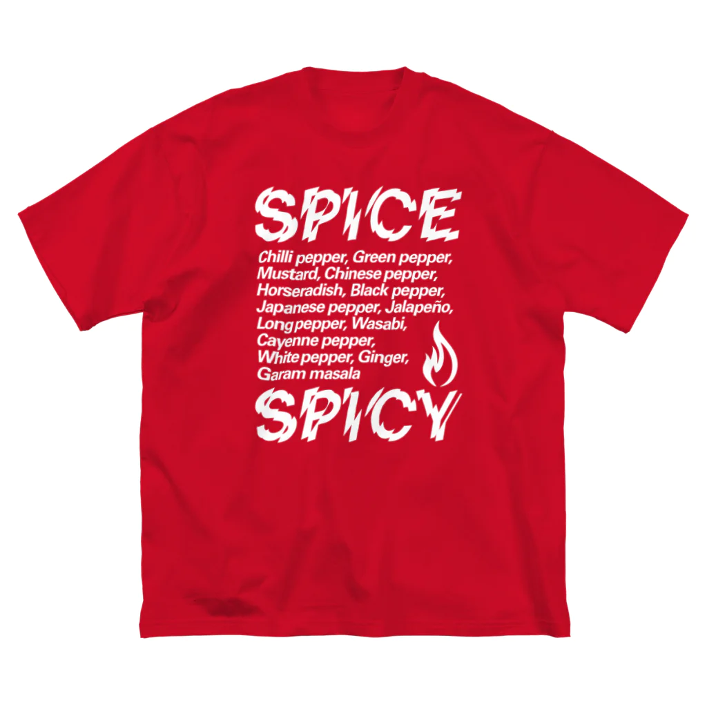 LONESOME TYPE ススのSPICE SPICY（White） ビッグシルエットTシャツ