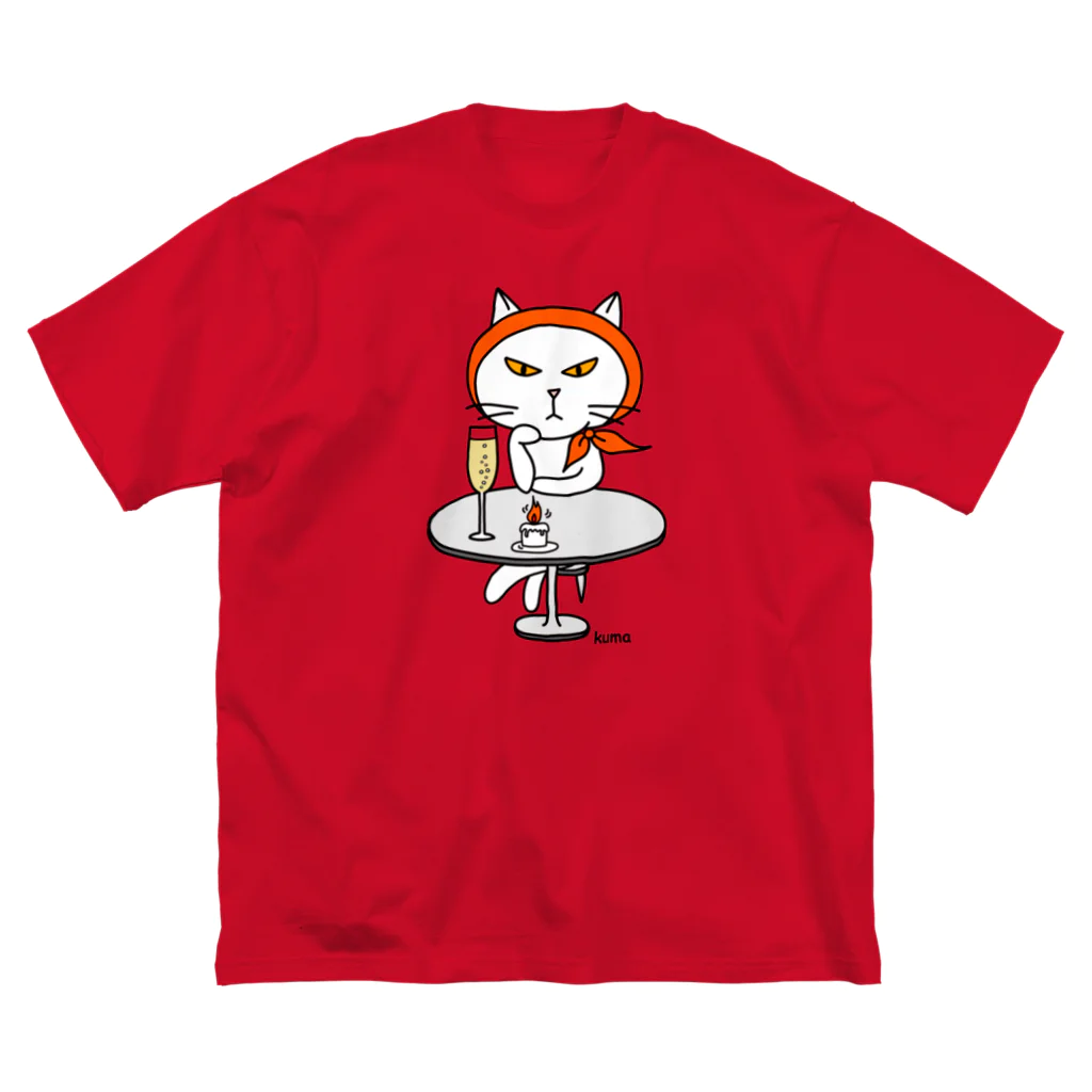 mkumakumaのおひとりにゃま色付き ビッグシルエットTシャツ