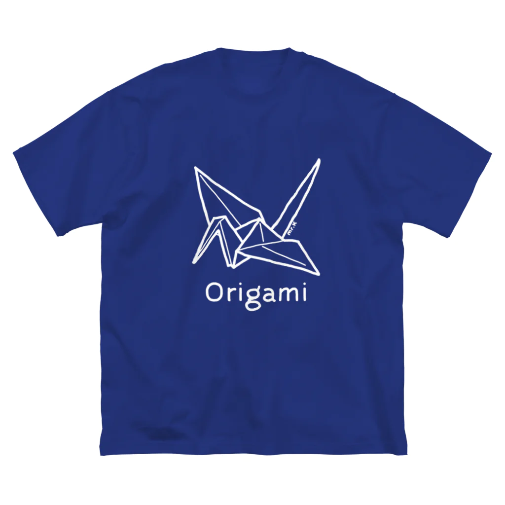 MrKShirtsのOrigami (折り紙鶴) 白デザイン Big T-Shirt