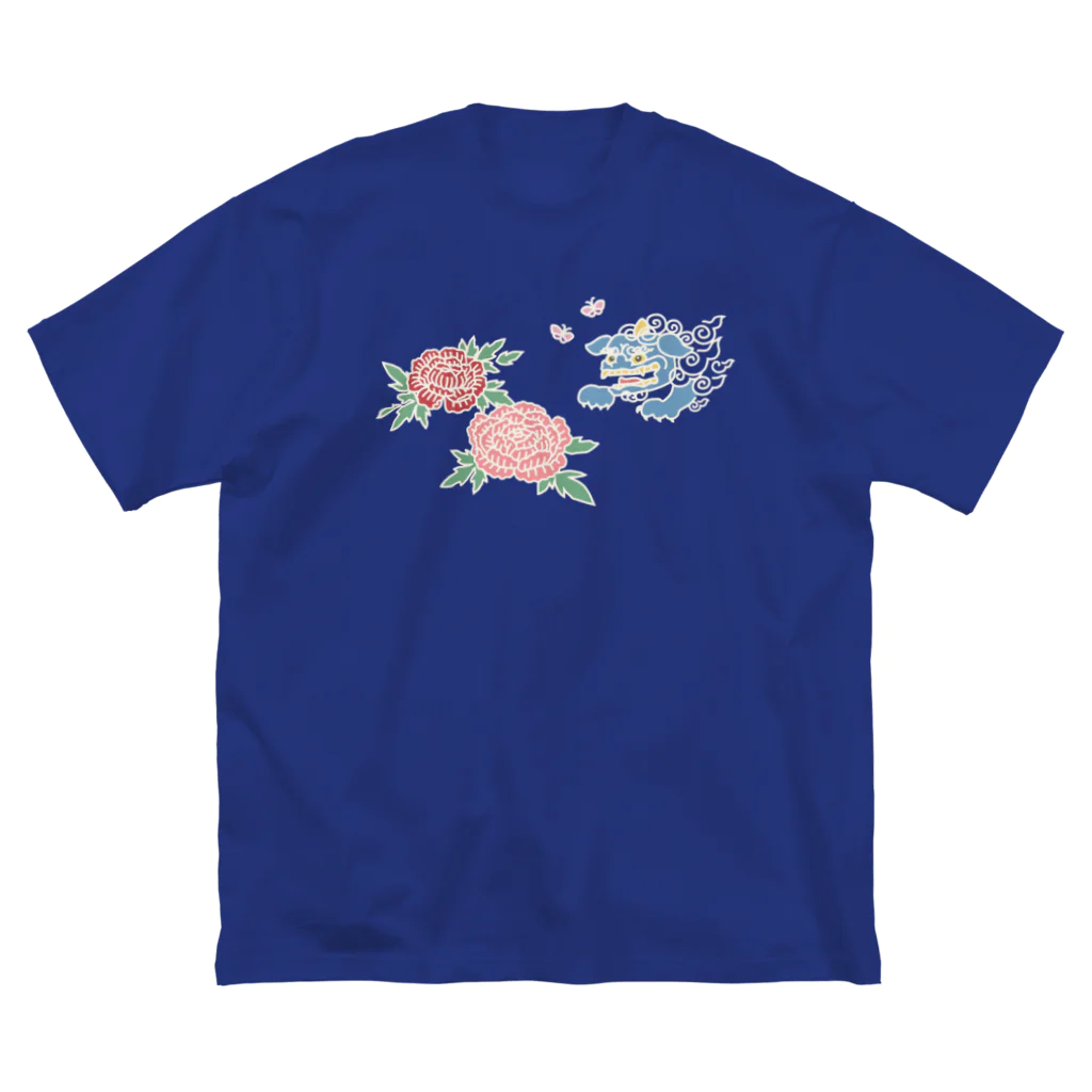 nanaqsaの獅子と牡丹 ビッグシルエットTシャツ