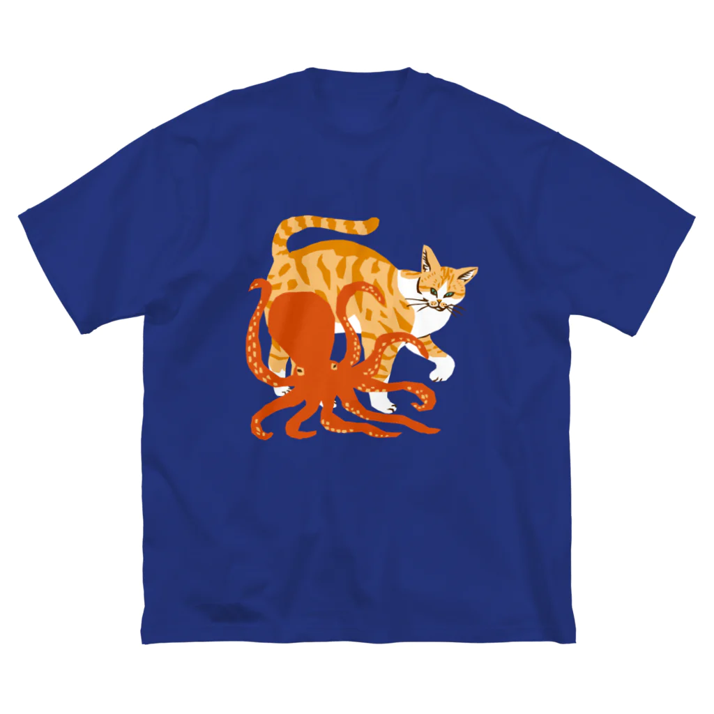 喫茶こぐまやの猫とタコ ビッグシルエットTシャツ