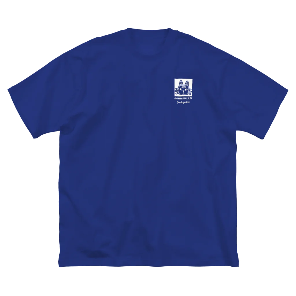 aoinekoLEO Joulupukkiのレオスクエアロゴ（白）-ビッグTシャツ 루즈핏 티셔츠