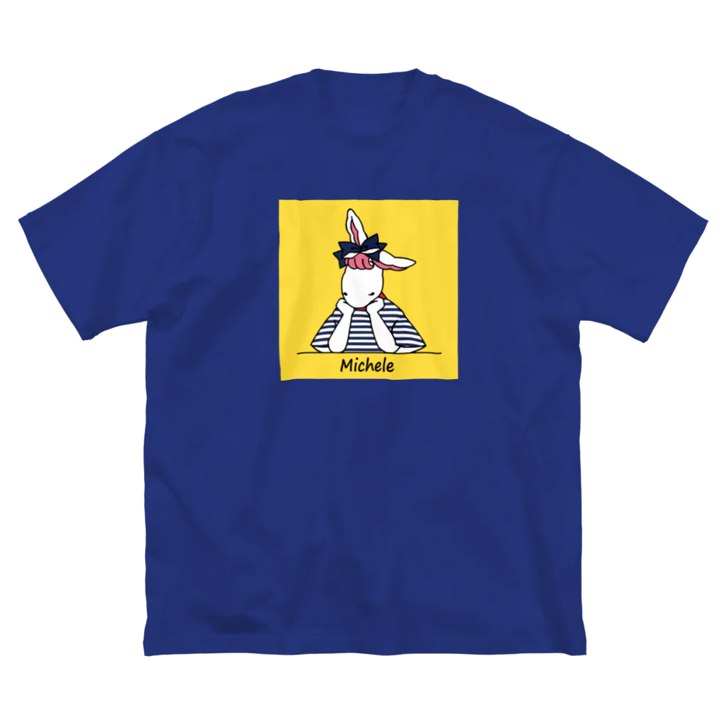 BonBonの考えごとをするミシェル（背景あり） ビッグシルエットTシャツ