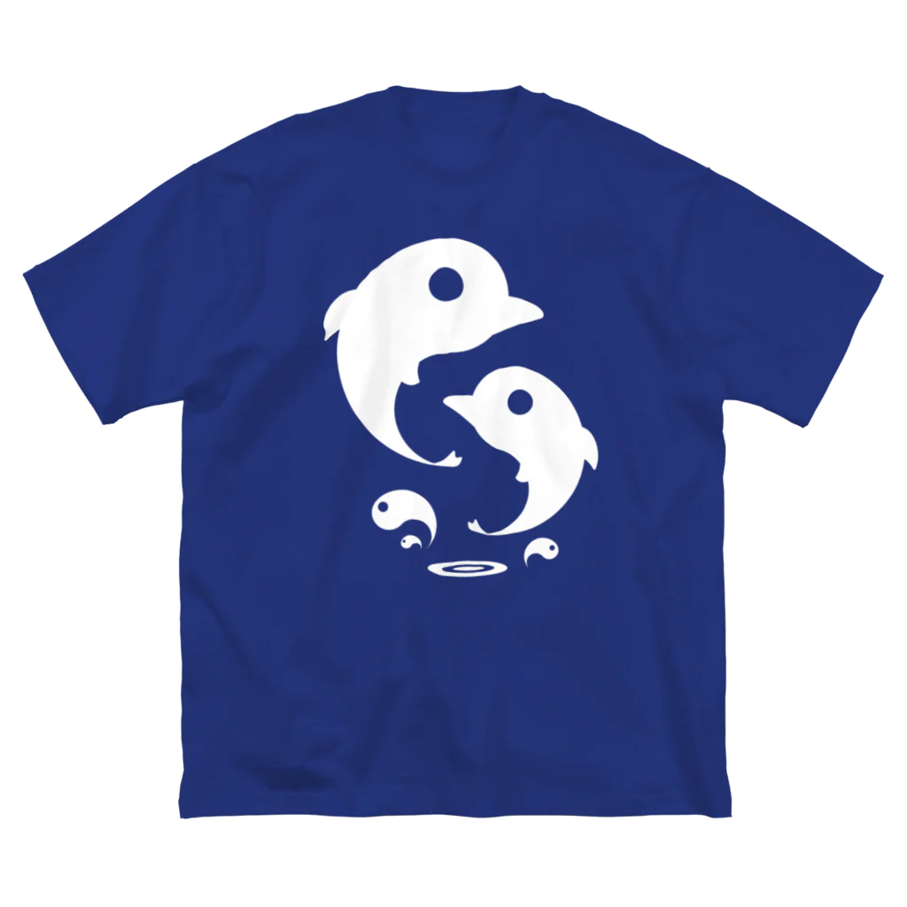 LIGHT HOUSE with DOLPHINのマガタマイルカ(ジャンプ)・白 ビッグシルエットTシャツ