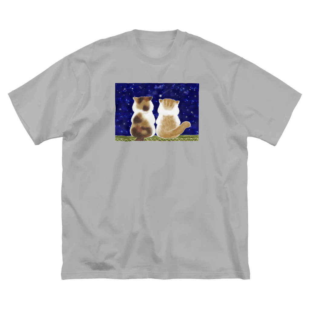 coeur.yu（クードットユー）の猫と星空 Big T-Shirt