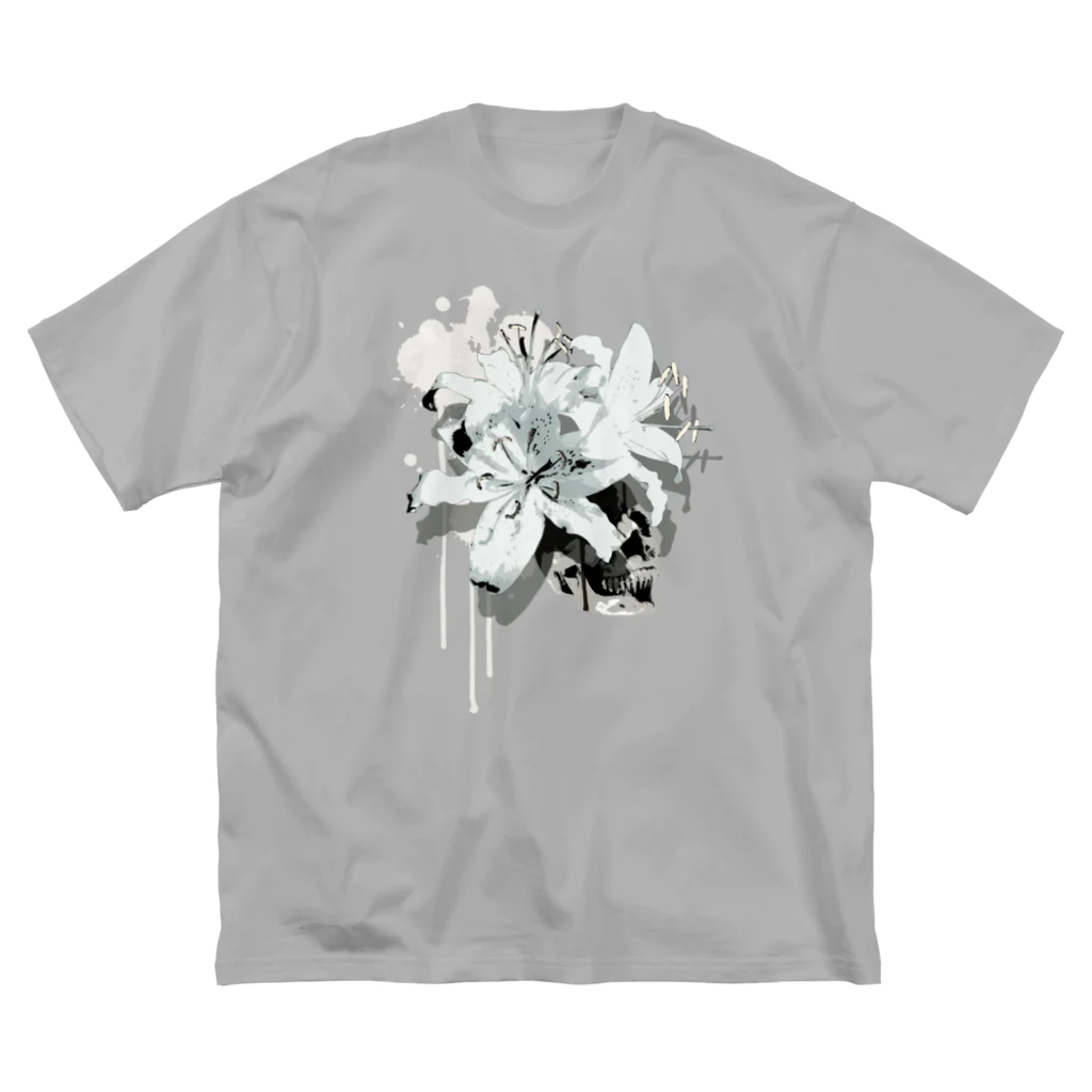 nanaqsaのLily Skull [White] ビッグシルエットTシャツ