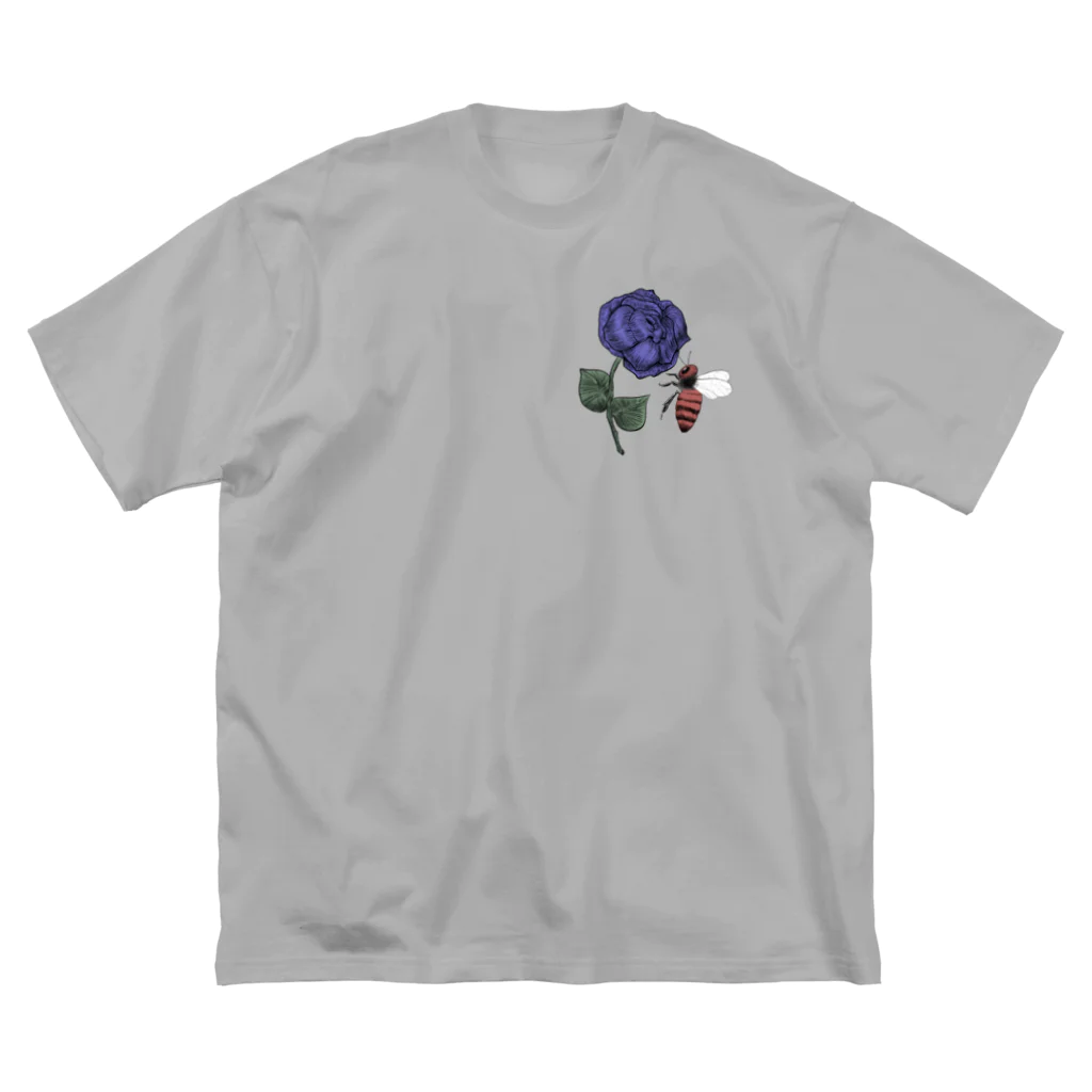 バーバラの薔薇と蜂　青 ビッグシルエットTシャツ