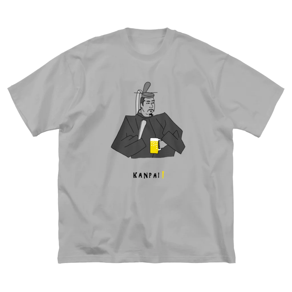 ビールとアート TM-3 Designの偉人 × BEER（源頼朝）黒線画 ビッグシルエットTシャツ