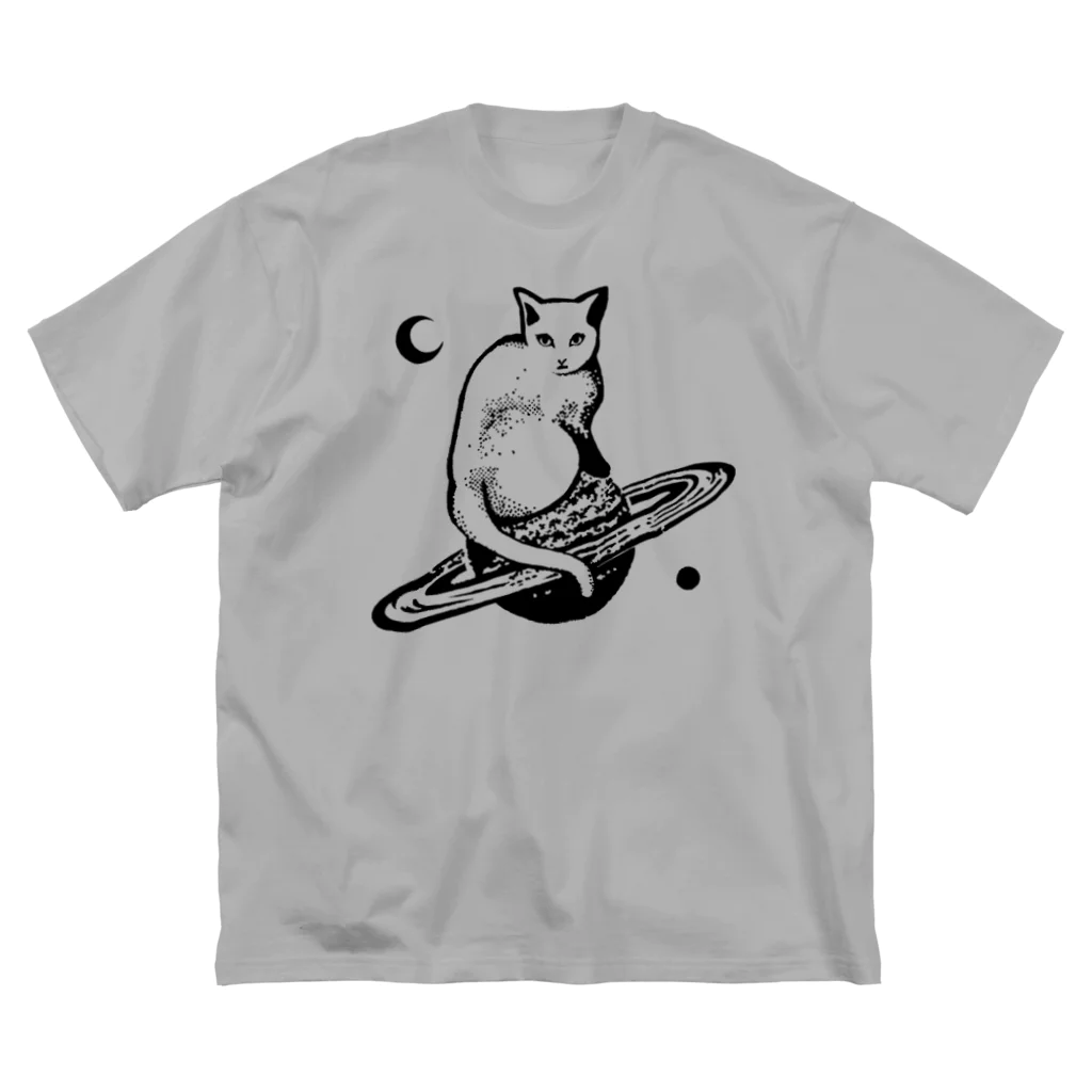 金星灯百貨店のスペースキャット　黒線 ビッグシルエットTシャツ