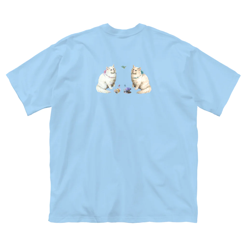 海賊猫 cocoのvictorian cat♡Donation♡お茶会ねこちゃん 『ねこのお茶会』 ビッグシルエットTシャツ