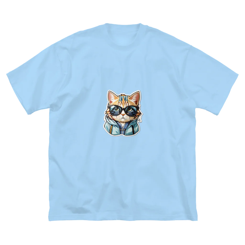 R-KAMIのサングラス猫2 ビッグシルエットTシャツ