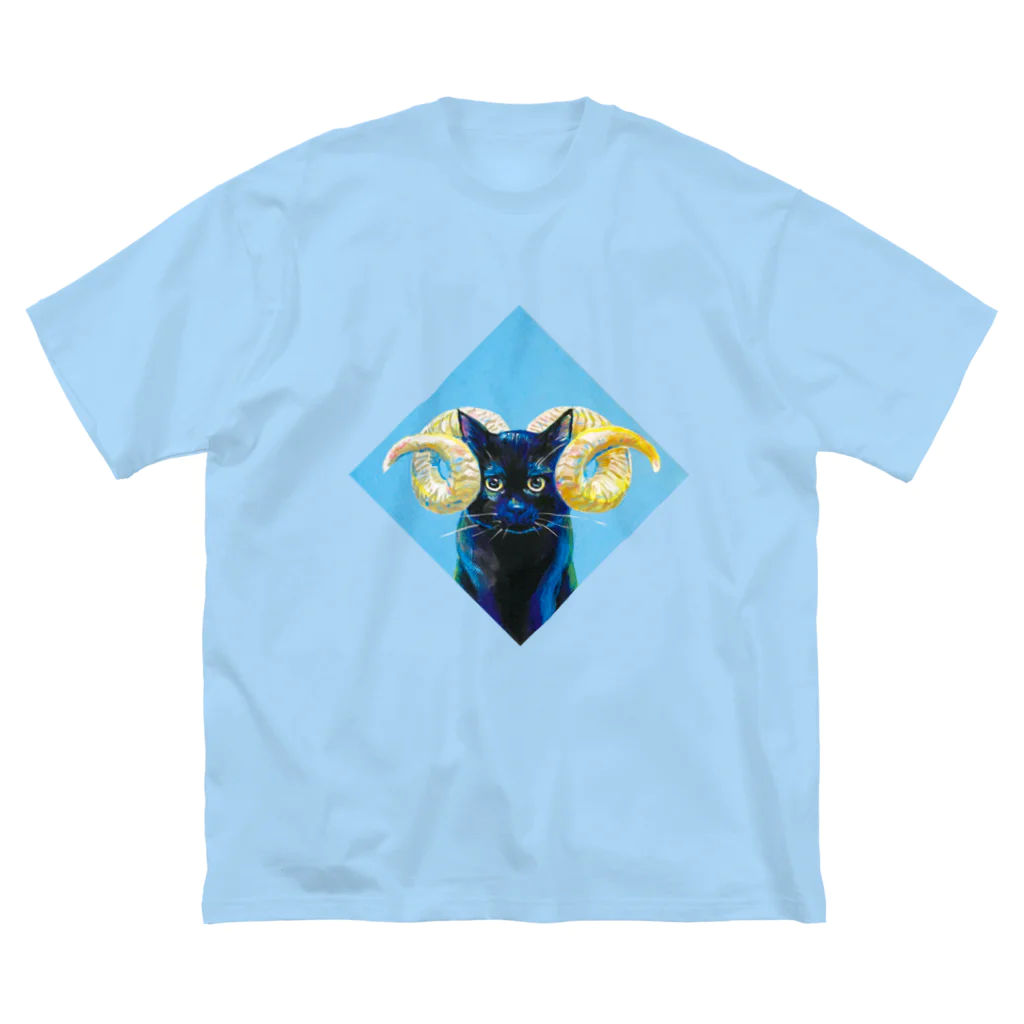HB eichibiiのhorned cat（ヒツジ）（手描き） ビッグシルエットTシャツ