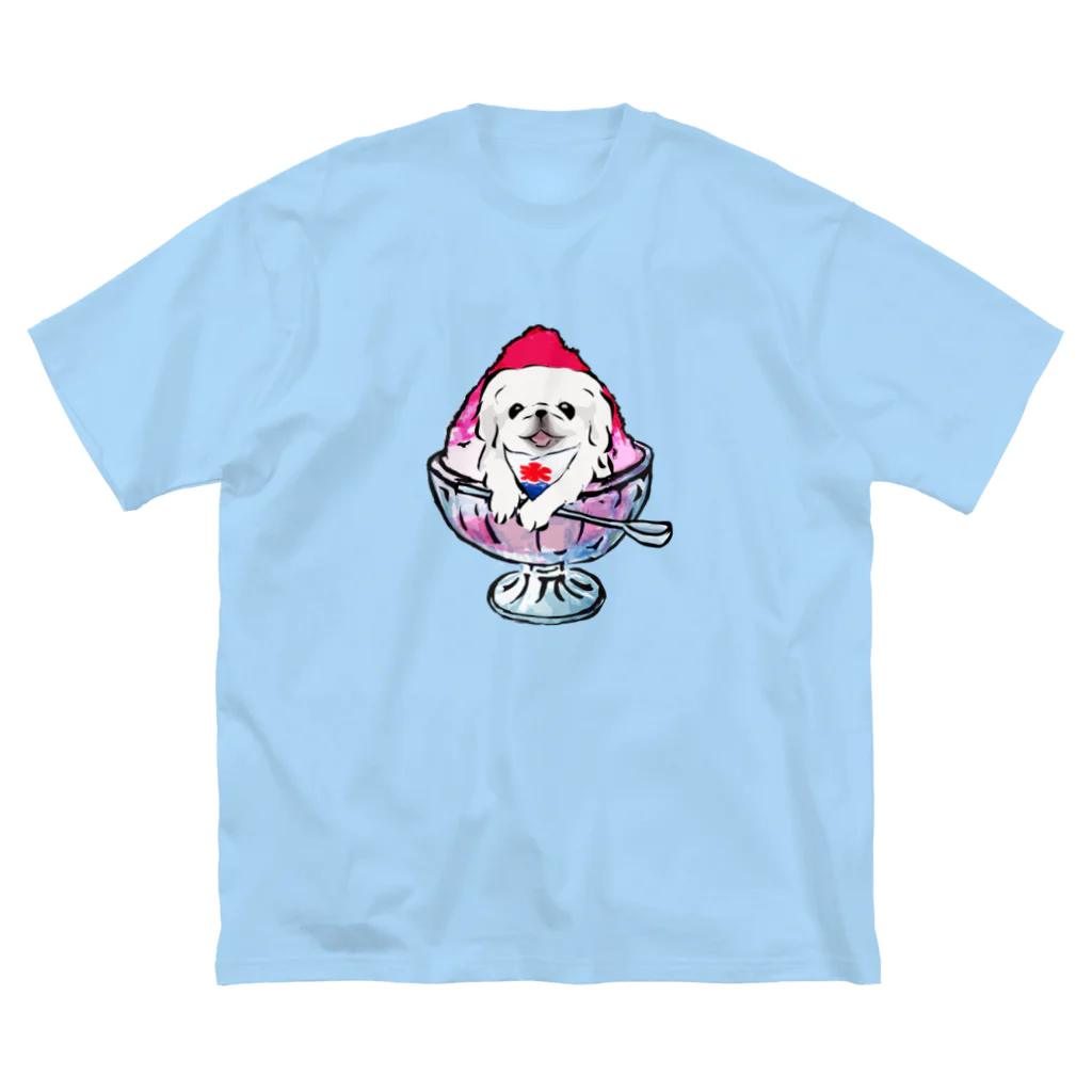 犬グッズの店しえるぶるーのかき氷ワンちゃん　氷イチゴ　ペキニーズ　ホワイト Big T-Shirt