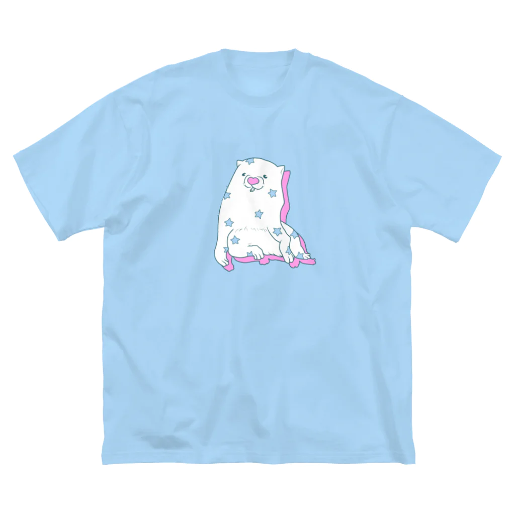 mugioのあの犬/パチパチ ピンク ビッグシルエットTシャツ