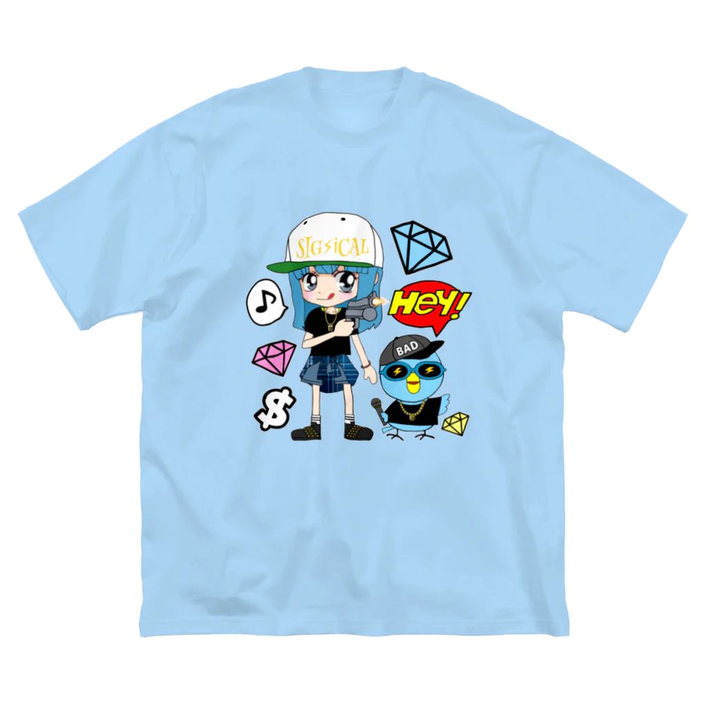 秘密結社(ㆁөㆁ)青い鳥のギャングスタ小鳥遊エリ＆唯我HIPHOP丸シリーズ Big T-Shirt