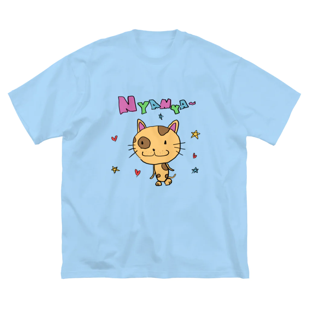 Koukichi_Tのお店の🐈Nyanyaネコ ビッグシルエットTシャツ