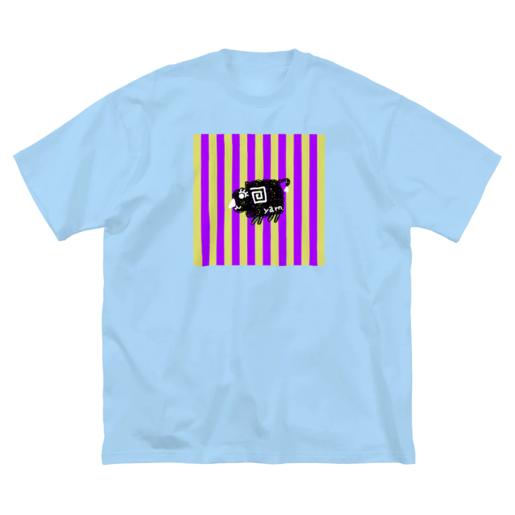 usa100の【黒】紫黄色ストライプ羊 ビッグシルエットTシャツ