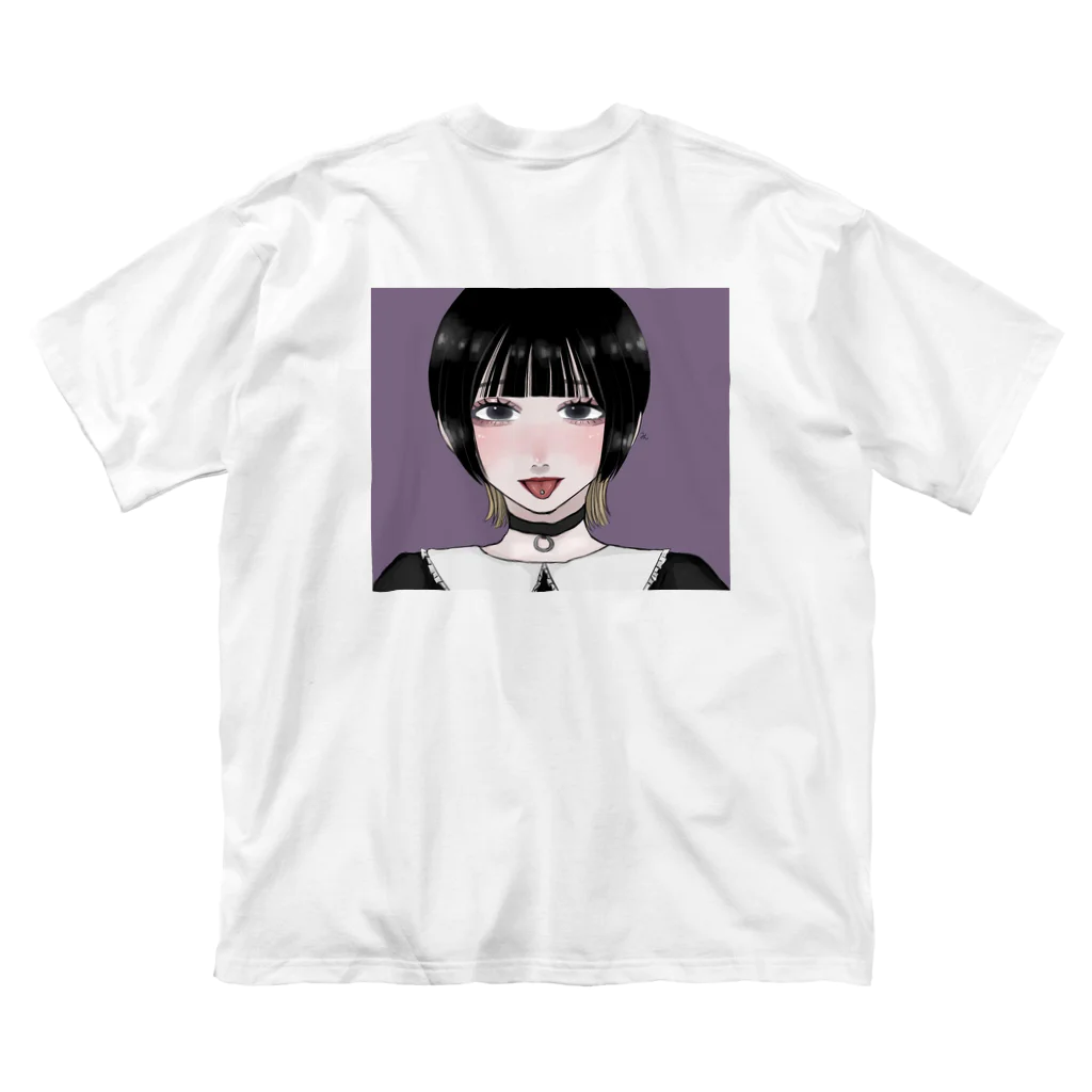 眠（ﾐﾝ）の舌ﾋﾟｱﾋﾟ女の子 ビッグシルエットTシャツ