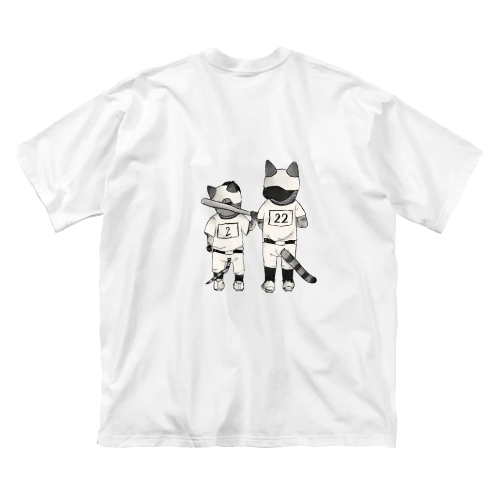 with_puyoの野球ネコ兄弟(Tシャツ両面プリント) Big T-Shirt