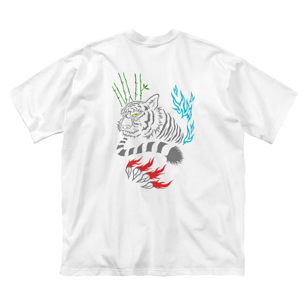 Siderunの館 B2の【バックプリント】白虎を中華風で ビッグシルエットTシャツ