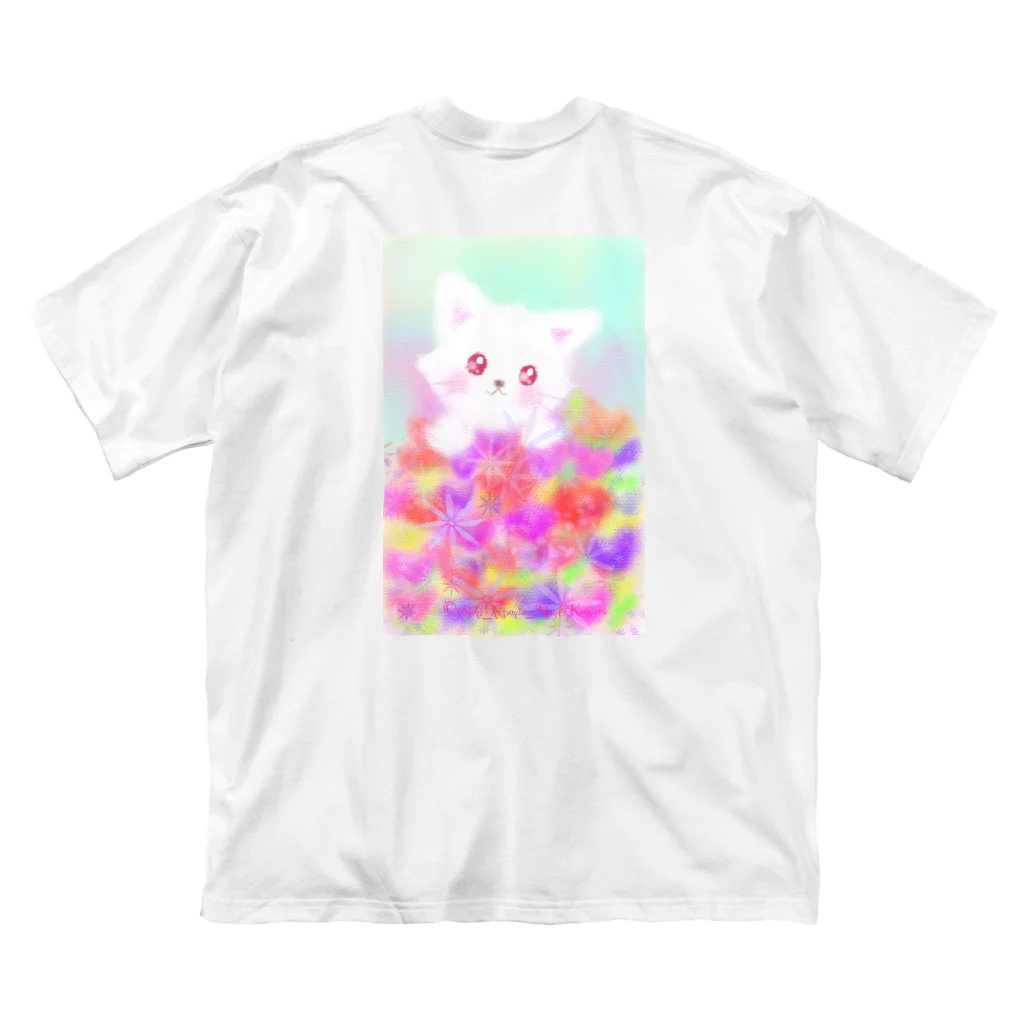 ちゃすみんwith Dragon&Angelのフラワーキャットゆきちゃん ビッグシルエットTシャツ