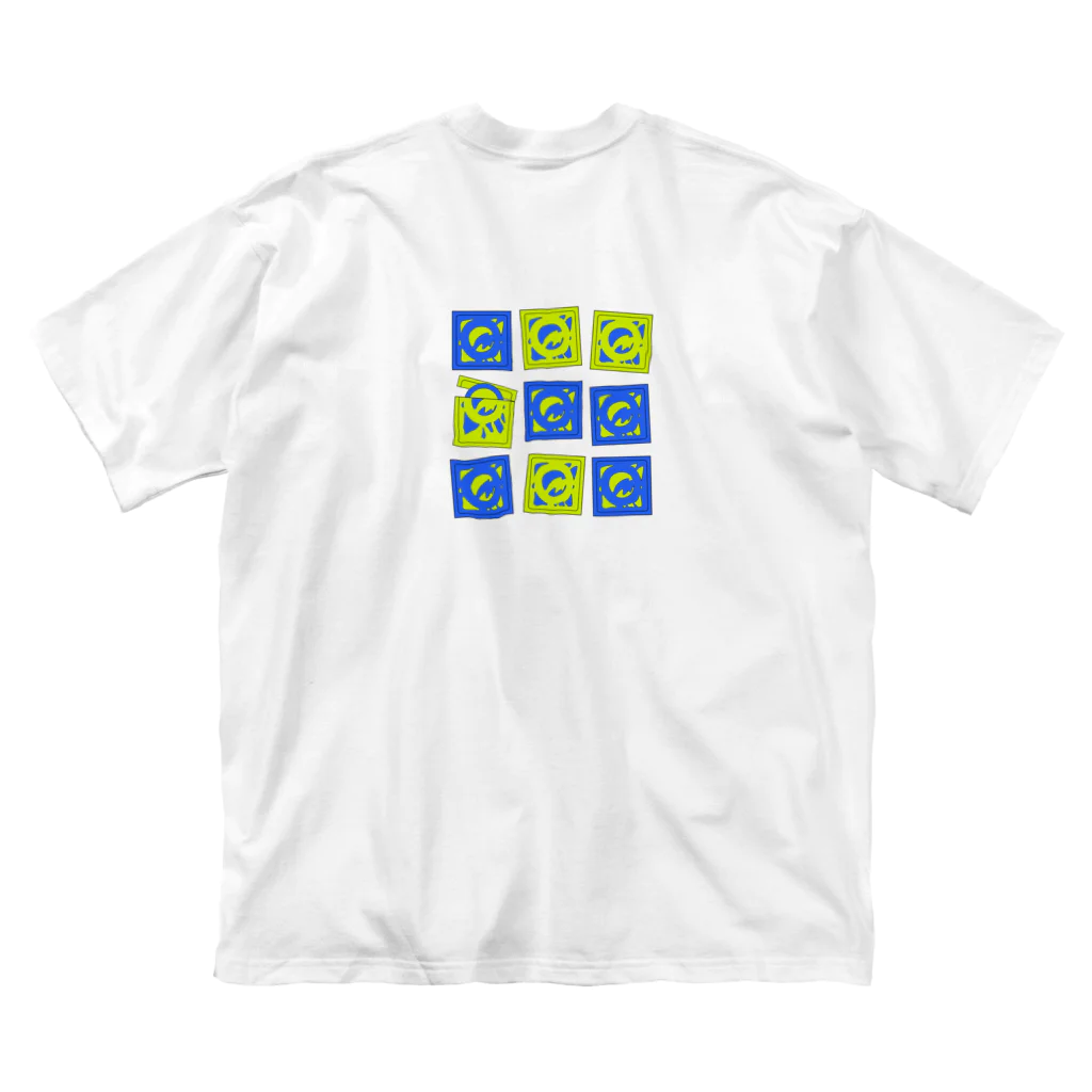 遺伝子組み換え品店のこんど〜むTシャツ｜blue × yellow green ビッグシルエットTシャツ