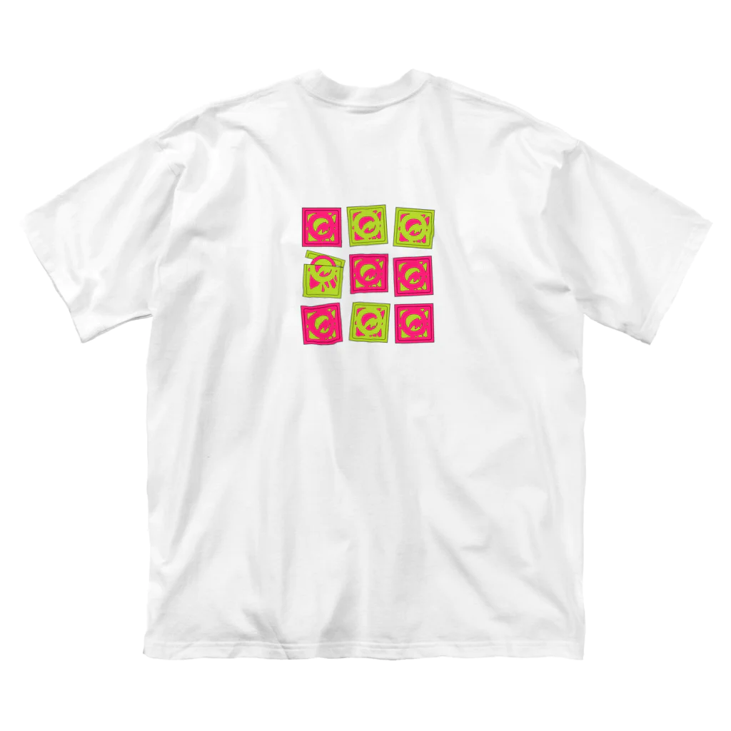 遺伝子組み換え品店のこんど〜むTシャツ｜pink × yellow green ビッグシルエットTシャツ