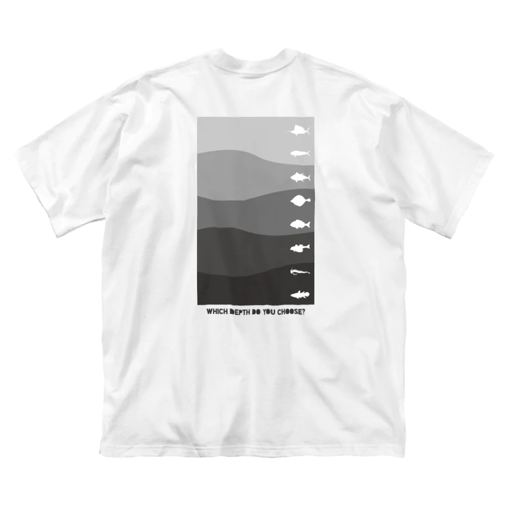 ノアソビ　ベース  ⛰⛺️🎣の『 Which depth do you choose?  』白&黒 ビッグシルエットTシャツ