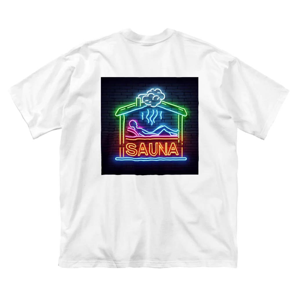 N SAUNA LOGOのネオン風サウナロゴ2 ビッグシルエットTシャツ