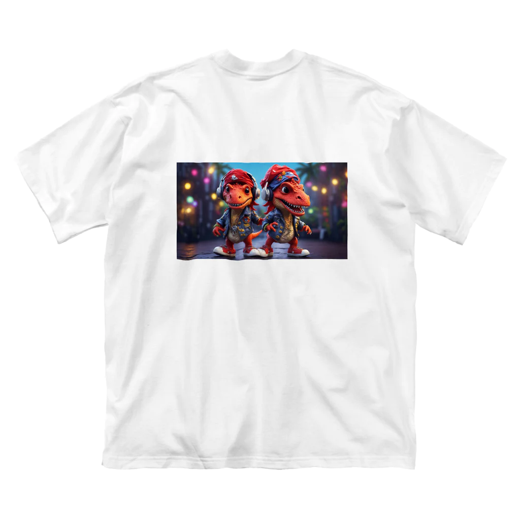 cha-yanのフェス好き恐竜 ビッグシルエットTシャツ