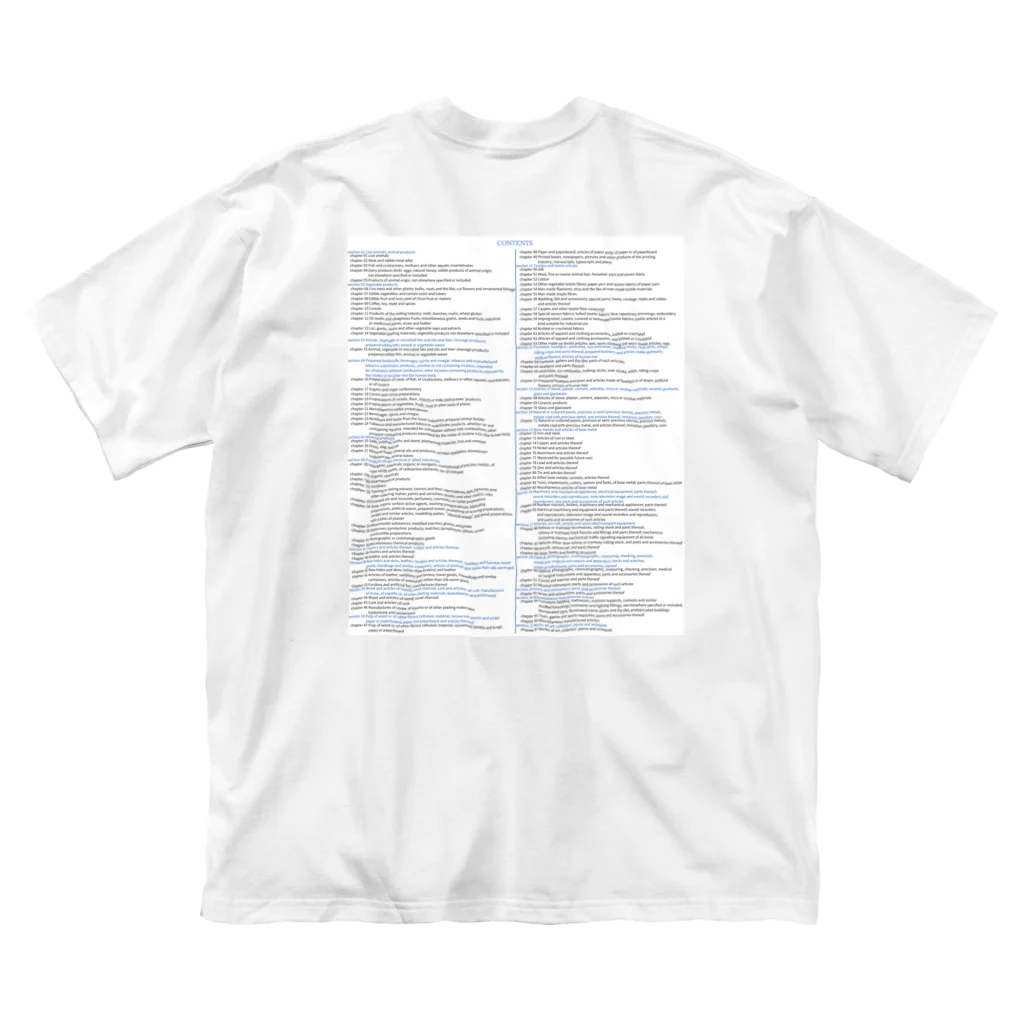 GreenCrane(グリーンクレーン出版)の[ENGLISH]輸出統計品目表(EXPORT STATISTICAL SCHEDULE) 2024 Box Small Logo スモールロゴ T-Shirts Tシャツ 背面には英語の部•類の目次 Big T-Shirt