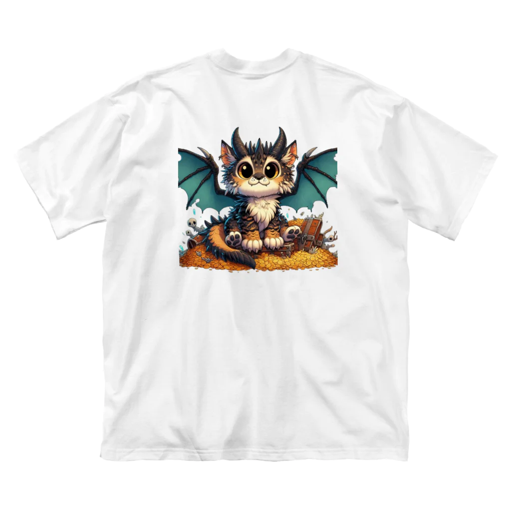 nekodoragonの猫ドラゴン　背景透過ver ビッグシルエットTシャツ