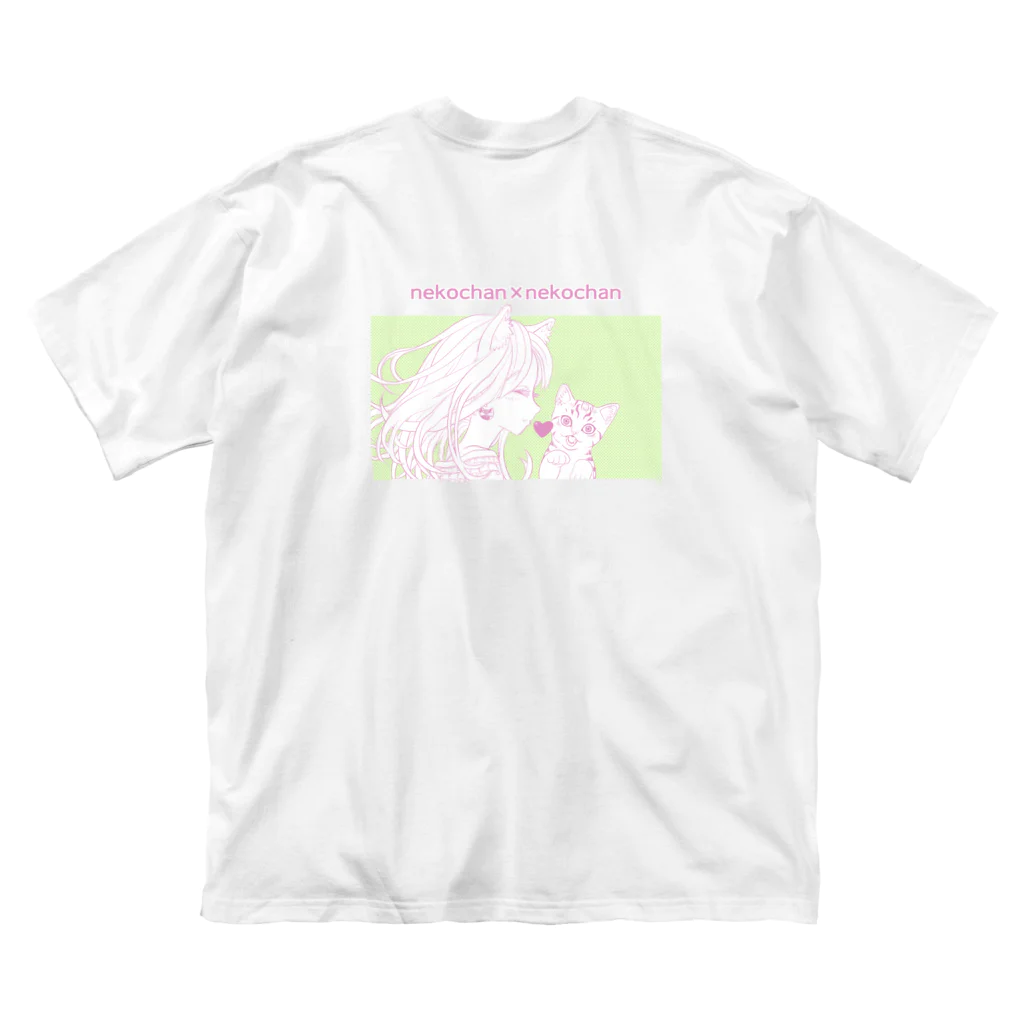 nya-mew（ニャーミュー）のネコチャン×ネコチャン(バックプリント) ビッグシルエットTシャツ