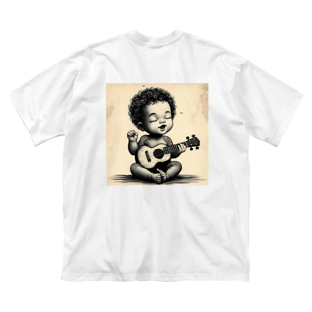 atu-daruma77のウクレレを持つアフロヘアのかわいい成長 Big T-Shirt