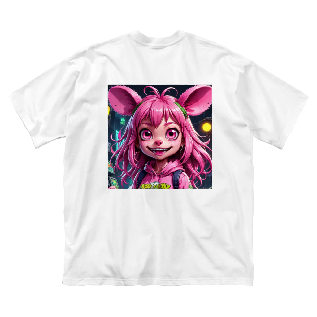 LEAD !のモンスターの親子が笑顔で楽しそうに遊んでいる風景 ビッグシルエットTシャツ