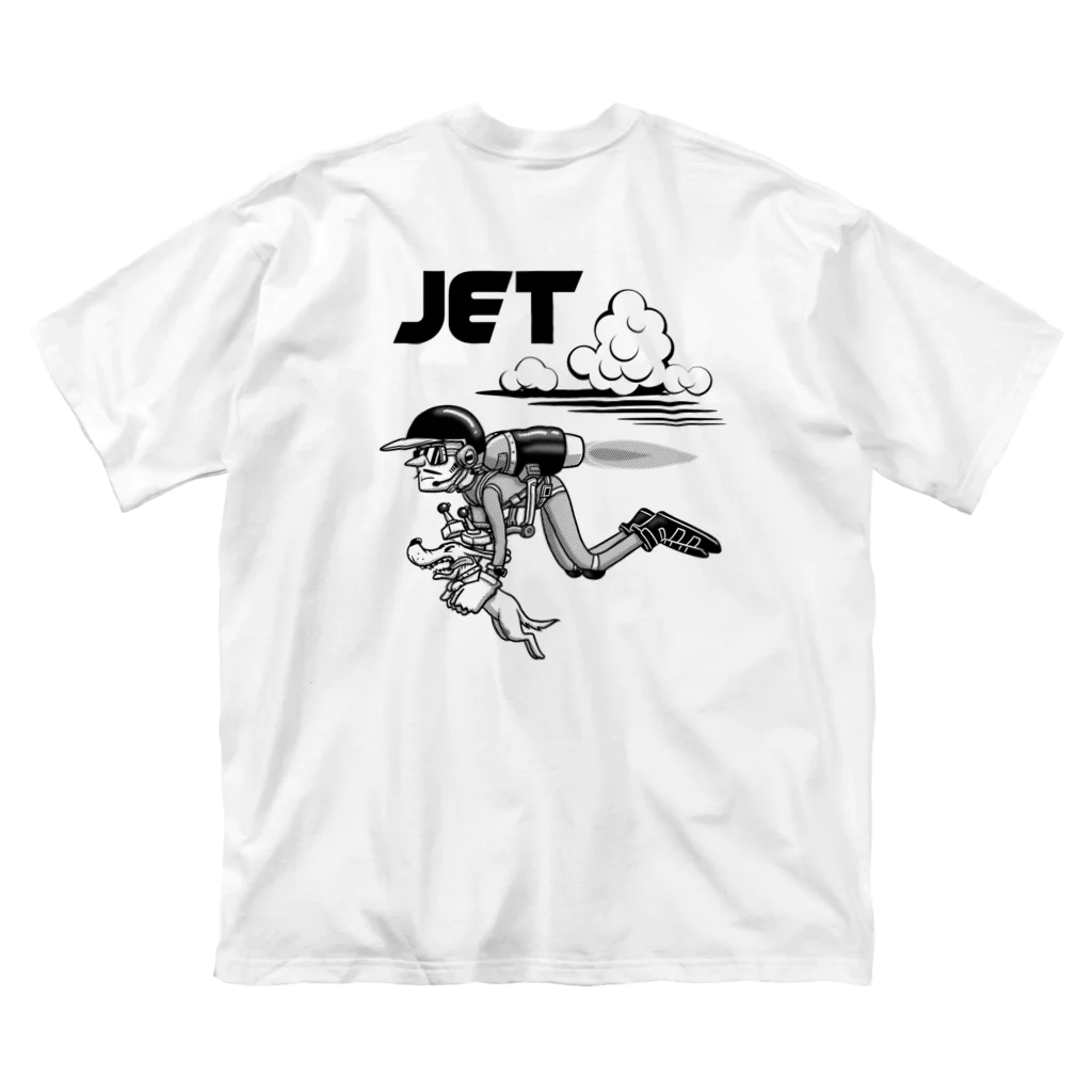 nidan-illustrationのhappy dog -JET- (black ink) ビッグシルエットTシャツ