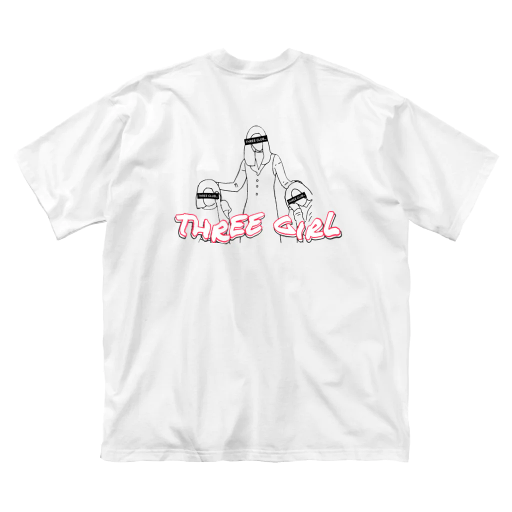 three clubのTHREE GIRL Tシャツ(White) Big T-Shirt