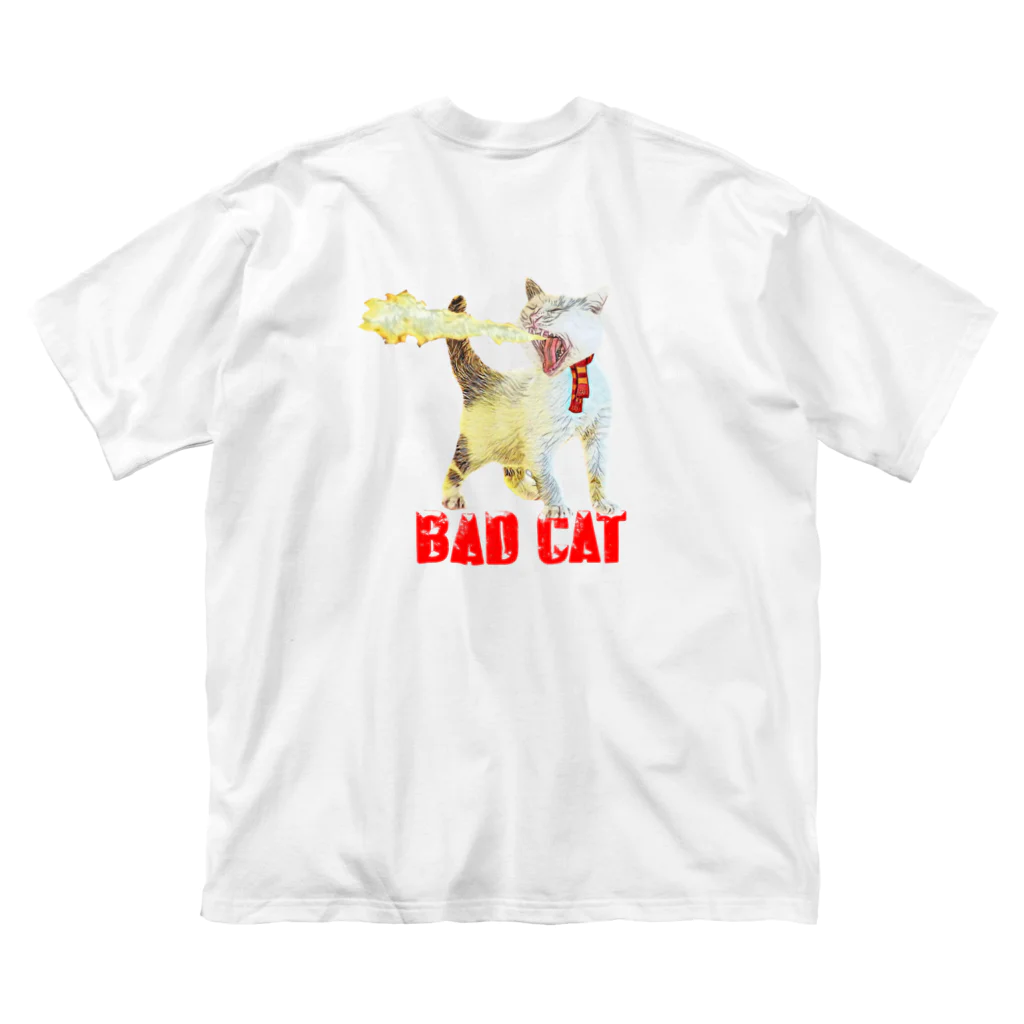Rock catの炎のBAD CAT Big T-Shirt
