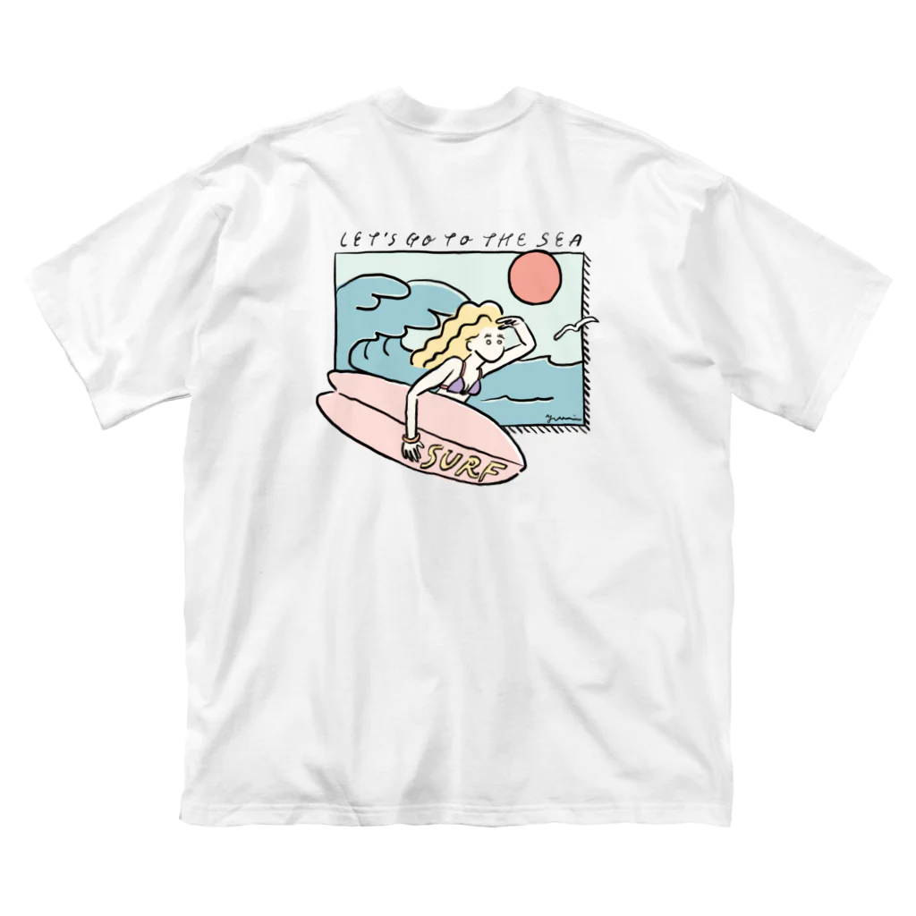 surf girl illustration yuriの海へ行こう（裸眼編） ビッグシルエットTシャツ