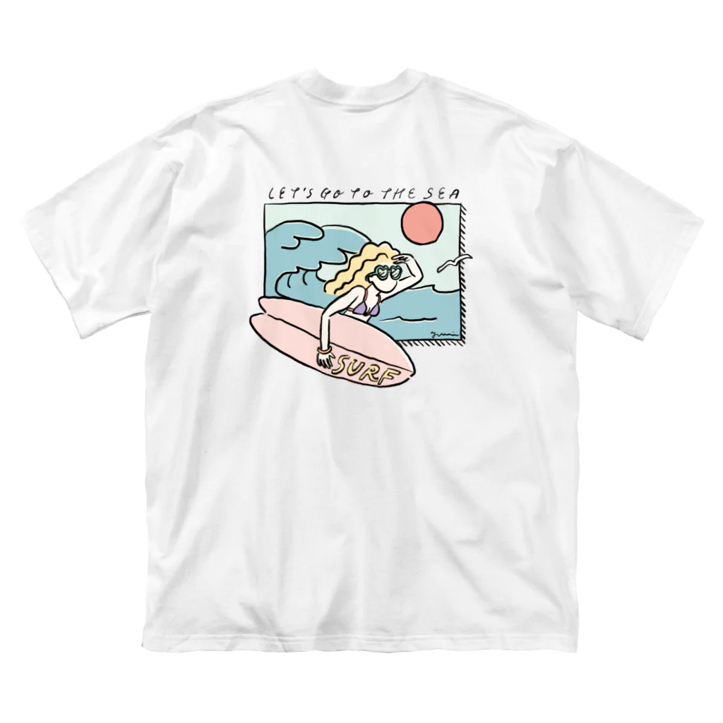 surf girl illustration yuriの海へ行こう（グラサン編） ビッグシルエットTシャツ