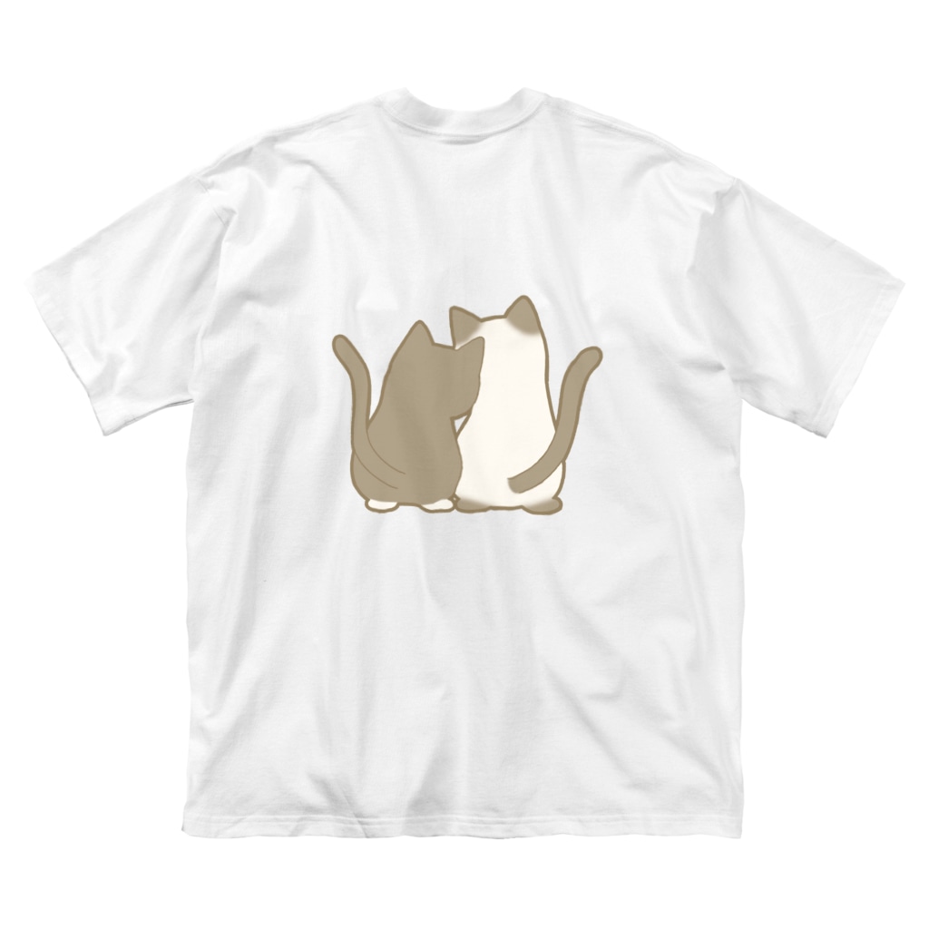 かわいいもののおみせ　いそぎんちゃくの表裏印刷　仲良し猫　白黒ハチワレ&ポインテッド Big T-Shirt